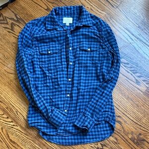 J. Crew Navy and Black Checkered Men's Shirt